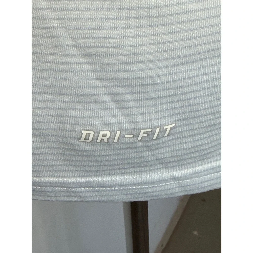 Nike Dri FIT Tank Top Women Small White Blue Stripe‎ Racerback Athletic Running